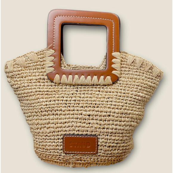 STAUD Mini Shirley Raffia Bucket Bag NWOT - Picture 1 of 6